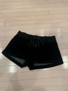 Hard Tail Black Velour Lace-Up Lounge Shorts